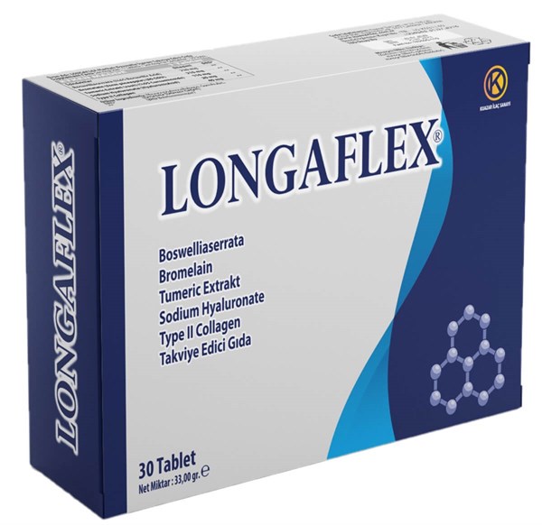 Kuazar İlaç Longaflex - Tip 2 Kolajen ve Bor içeren Gıda Takviyesi 30 Tablet