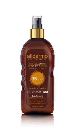 ALLDERMO Alldermo Cocoa Oil Bronzlaştırıcı Sprey Güneş Yağı SPF15+ 200ml